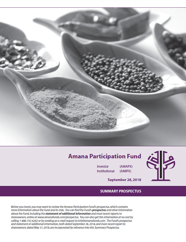 Amana Participation Fund Summary Prospectus September 28, 2018