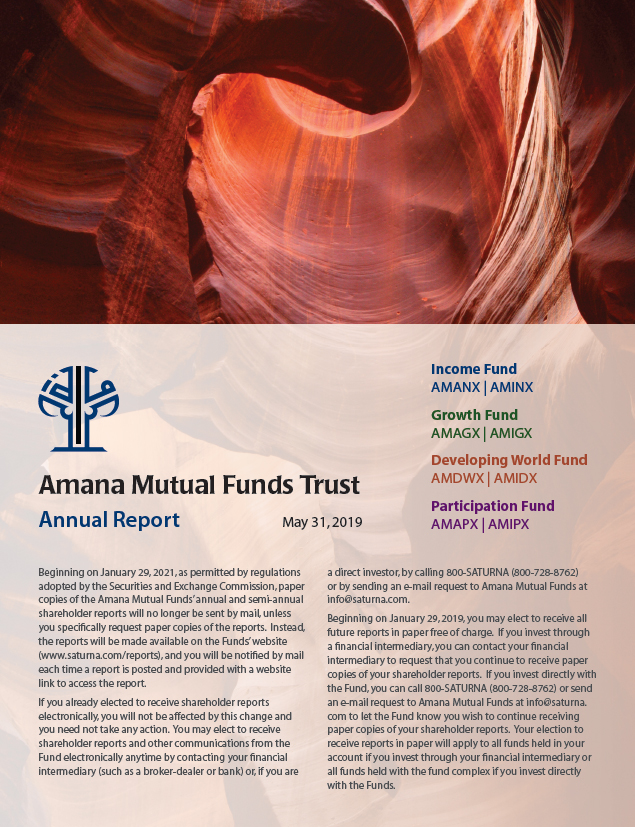 Amana Mutual Funds Annual Report May 31, 2019