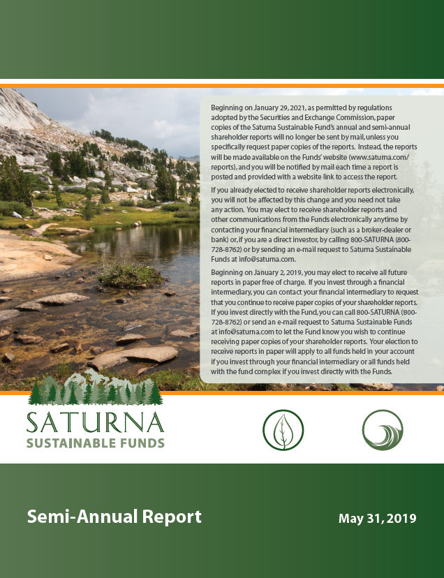 Saturna Sustainable Funds Semi-Annual Report May 31, 2019