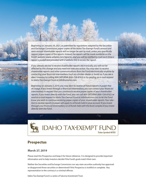 Idaho Tax-Exempt Fund Prospectus March 27, 2019