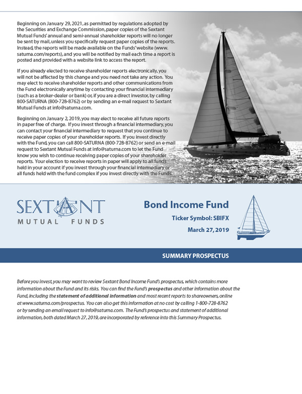 Sextant Bond Income Fund Summary Prospectus