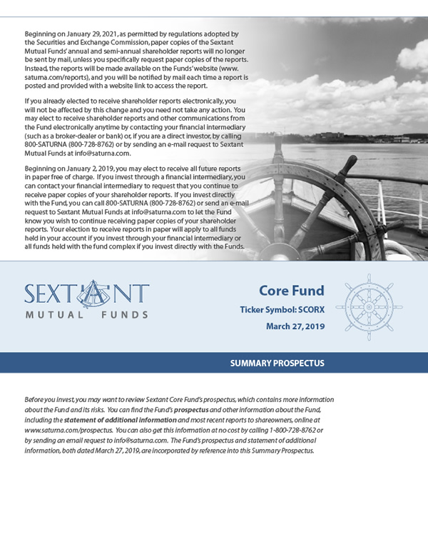 Sextant Core Fund Summary Prospectus