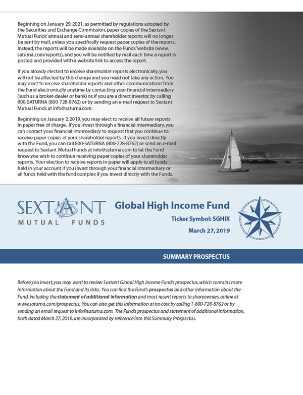 Sextant Global High Income Fund Summary Prospectus