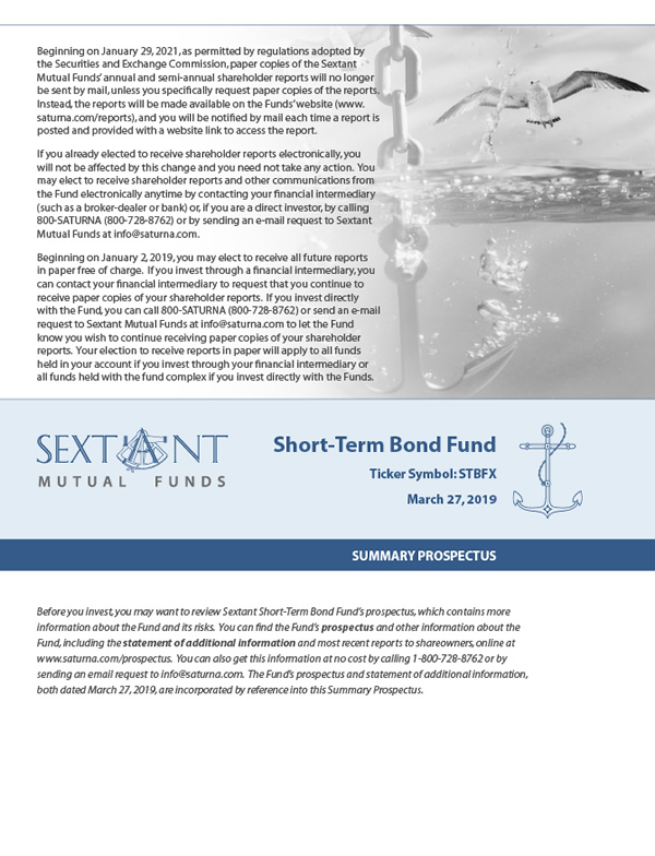 Sextant Short-Term Bond Fund Summary Prospectus