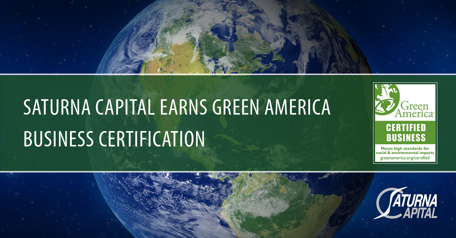 Saturna Capital Earns Green America Business Certification