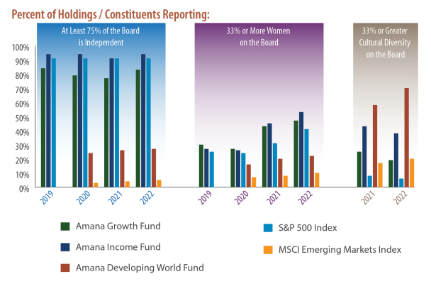 Percent of Holdings or Constituents Reporting Board Diversity