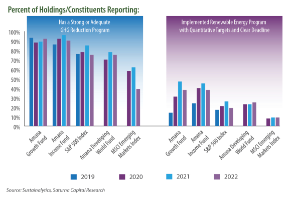 Energy Consumptions and Greenhouse Gas Emissions Percent of Holdings or Constituents Reporting