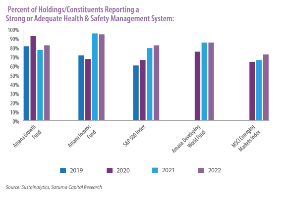 Percent of Holdings or Constituents Reporting a Strong or Adequate Health and Safety Management System