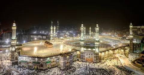 Aerial view of Kaaba Mecca