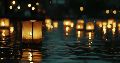 Lanterns on water