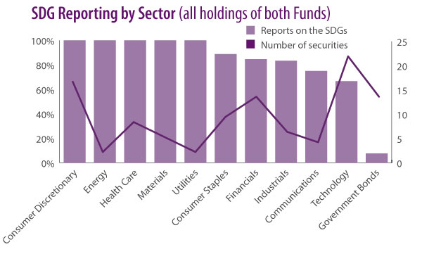 SDG Reporting by Sector (all holdings of both funds)