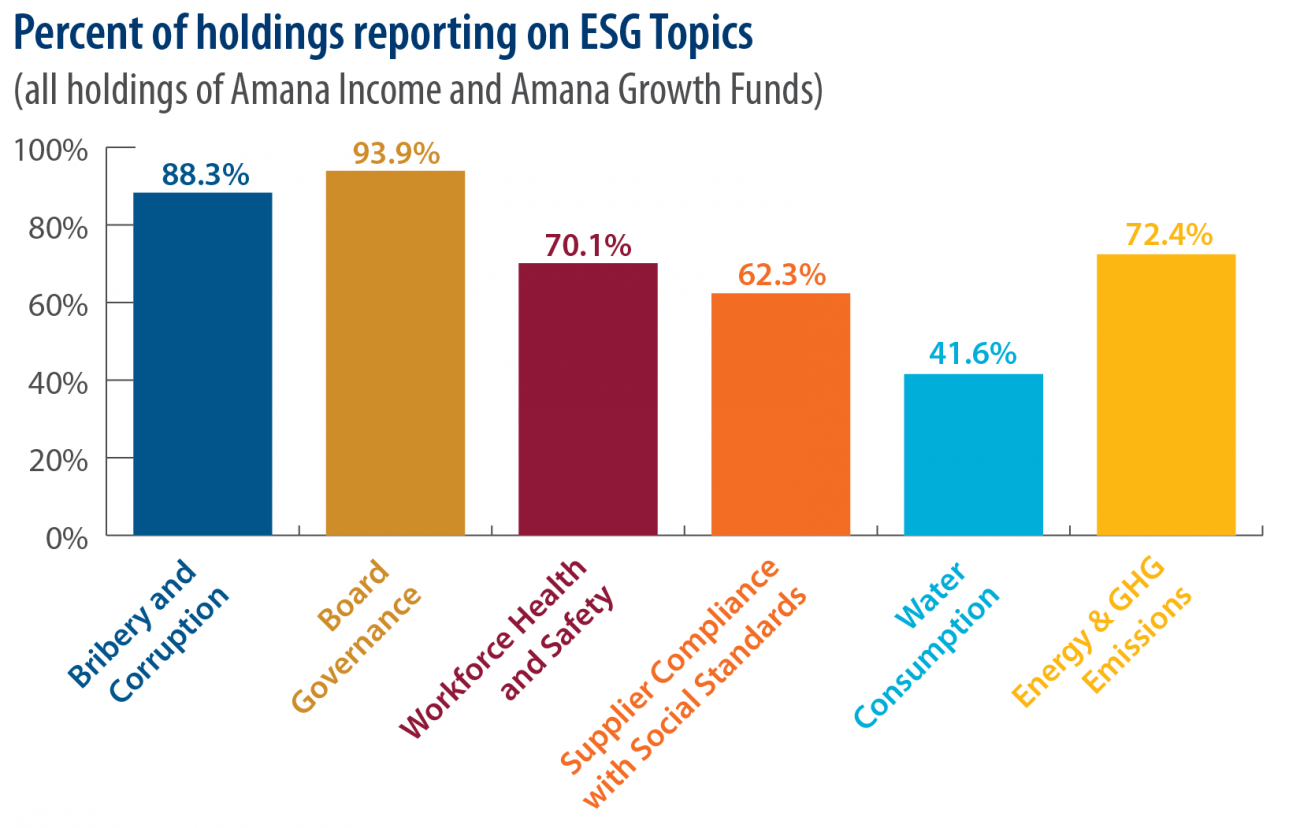 Percent of Holdings Reporting on ESG Topics