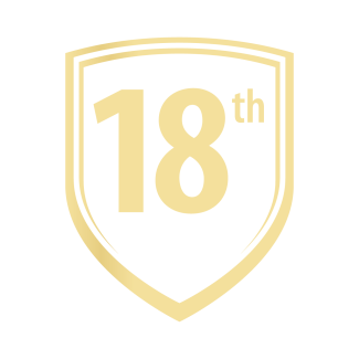 A golden shield with "18th" emblazoned