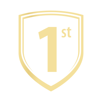 A golden shield with "1st" emblazoned