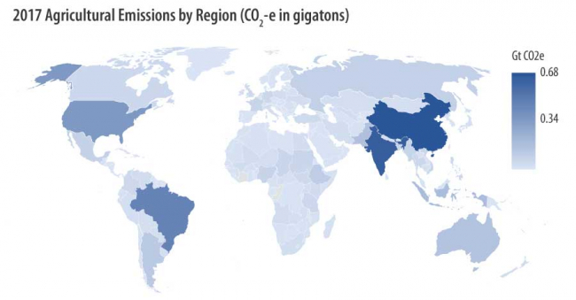 2017 Agricultural Emissions by Region
