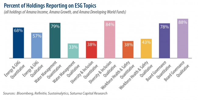 Percent of Holdings Reporting on ESG Topics
