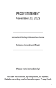 Sextant Mutual Funds Proxy Statement November 23, 2022