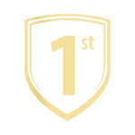 A golden shield with "1st" emblazoned